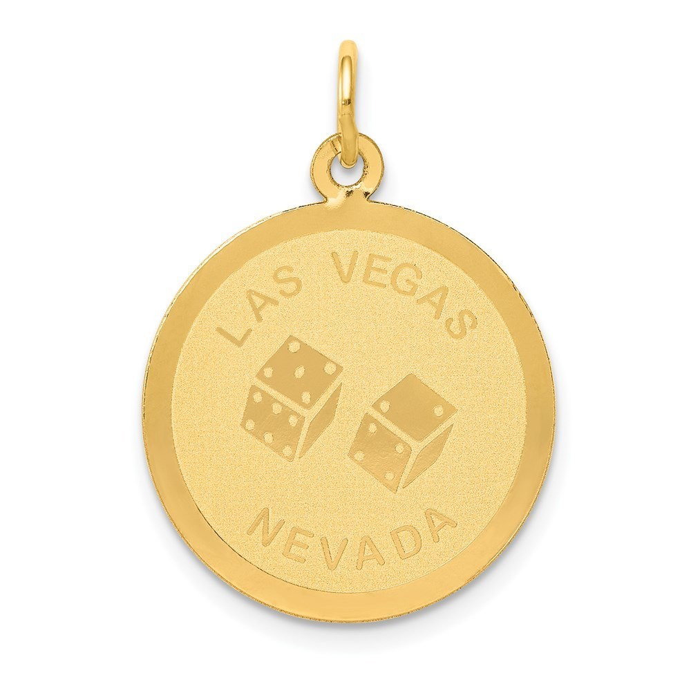 14k Yellow Gold Small Travel Las Vegas Disc Necklace/Bracelet Charm Pendant